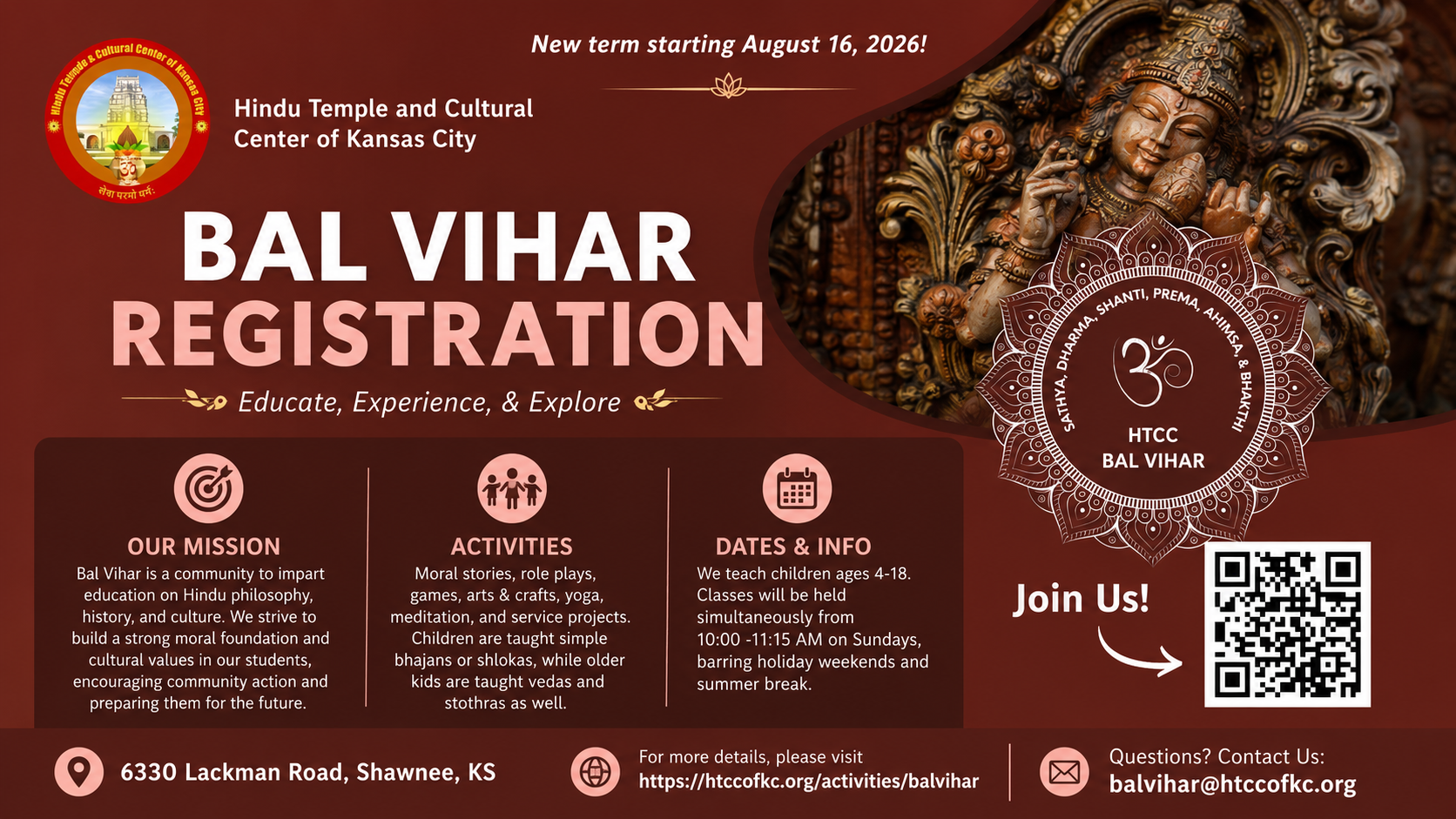 Bal Vihar Enrollment 2026